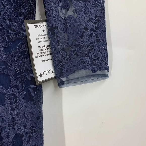 JS Collections Women's Embroidered Lace Sheath Dress 866553 In Navy Size 6 NWT - Picture 6 of 14